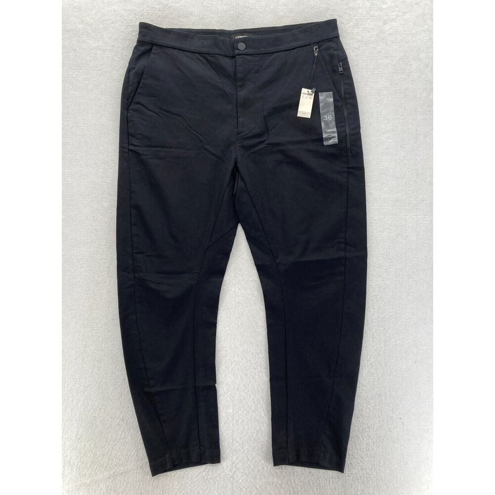 Express Pants Mens 36x27 Black Performance‎ Stretch Fabric Slim Leg Mid Rise NWT